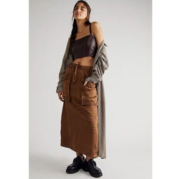 New Nicholas K x Free People Camel
Brown Utility Field Skirt, L - Picture 1 of 6